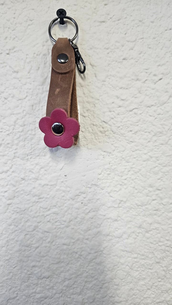 Handmade Leather Flower Keychain-Katze Boutique