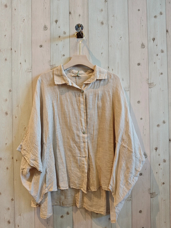 Oversize Style Linen Top-Katze Boutique