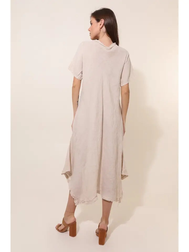 Made In Italy Linen Short Sleeve Dress-Katze Boutique