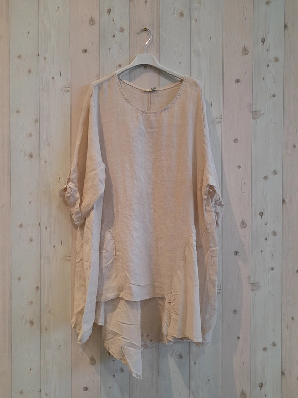 Linen Short Sleeves Asymmetrical Tunic-Katze Boutique