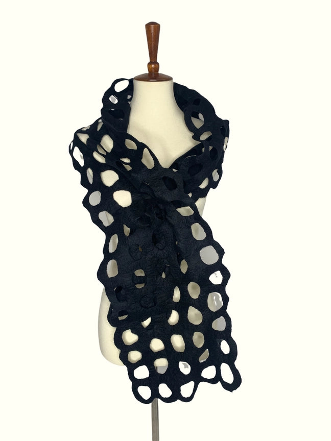 Ring Wool Black Scarf-Katze Boutique