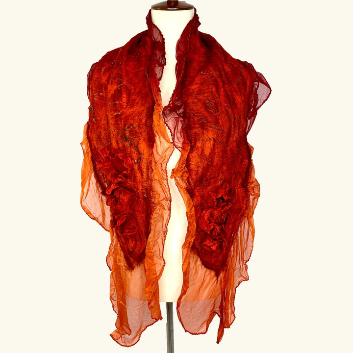 Cabbage Rose Felted Wool Scarf-Katze Boutique