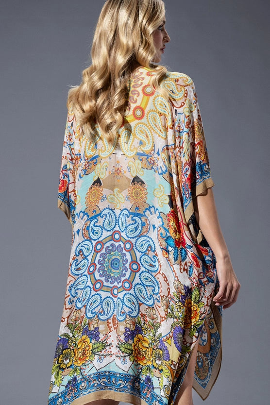 Gold Blue Mandala Open Kimono-Katze Boutique