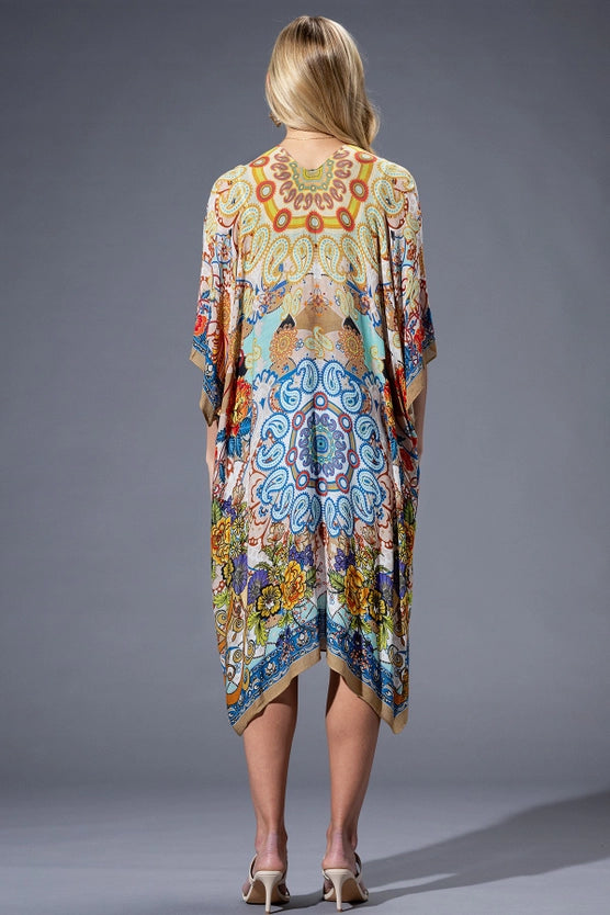 Gold Blue Mandala Open Kimono-Katze Boutique