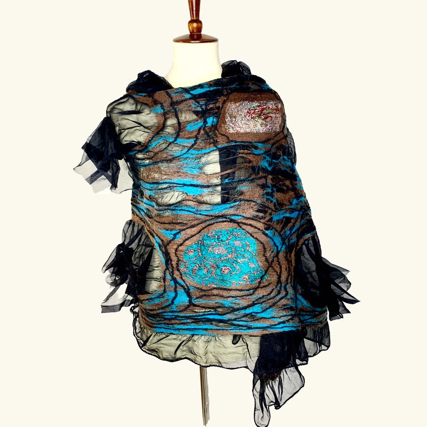 Wearable Art Wool Scarf Shawl Wrap