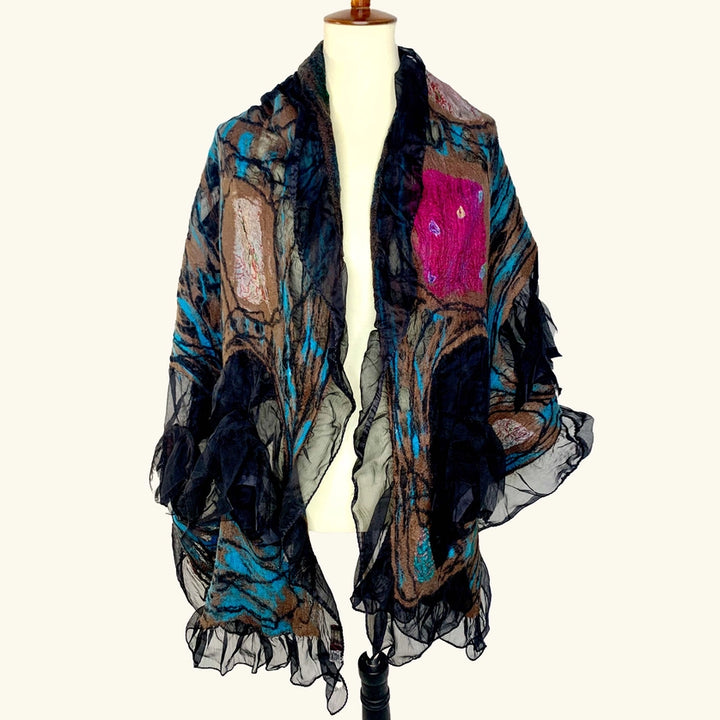 Wearable Art Wool Scarf Shawl Wrap