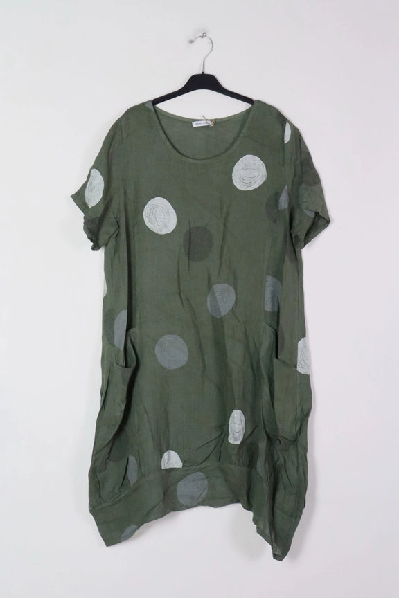 Made In Italy Polka Dot Linen Dress