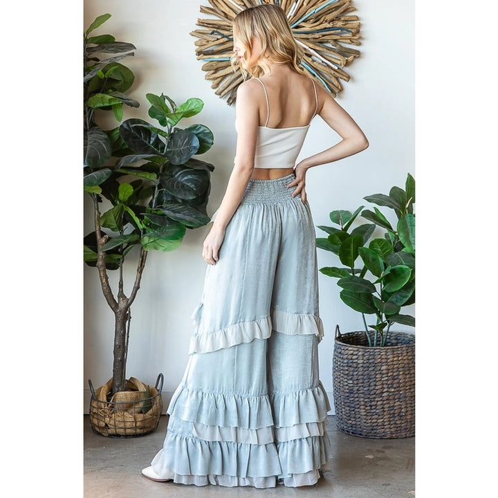 Oli And Hali Layered Ruffle Wide Leg Pants-Katze Boutique