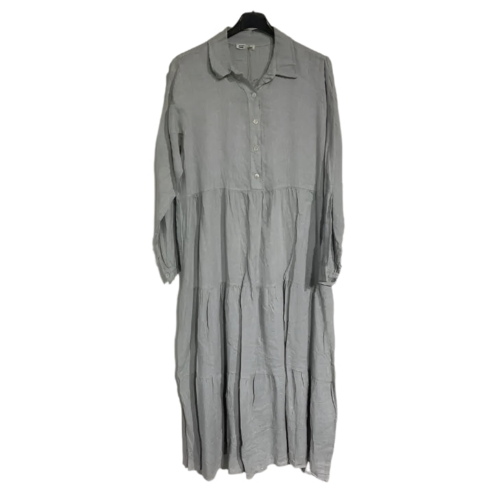 Long Sleeves Tiered Maxi Linen Dress