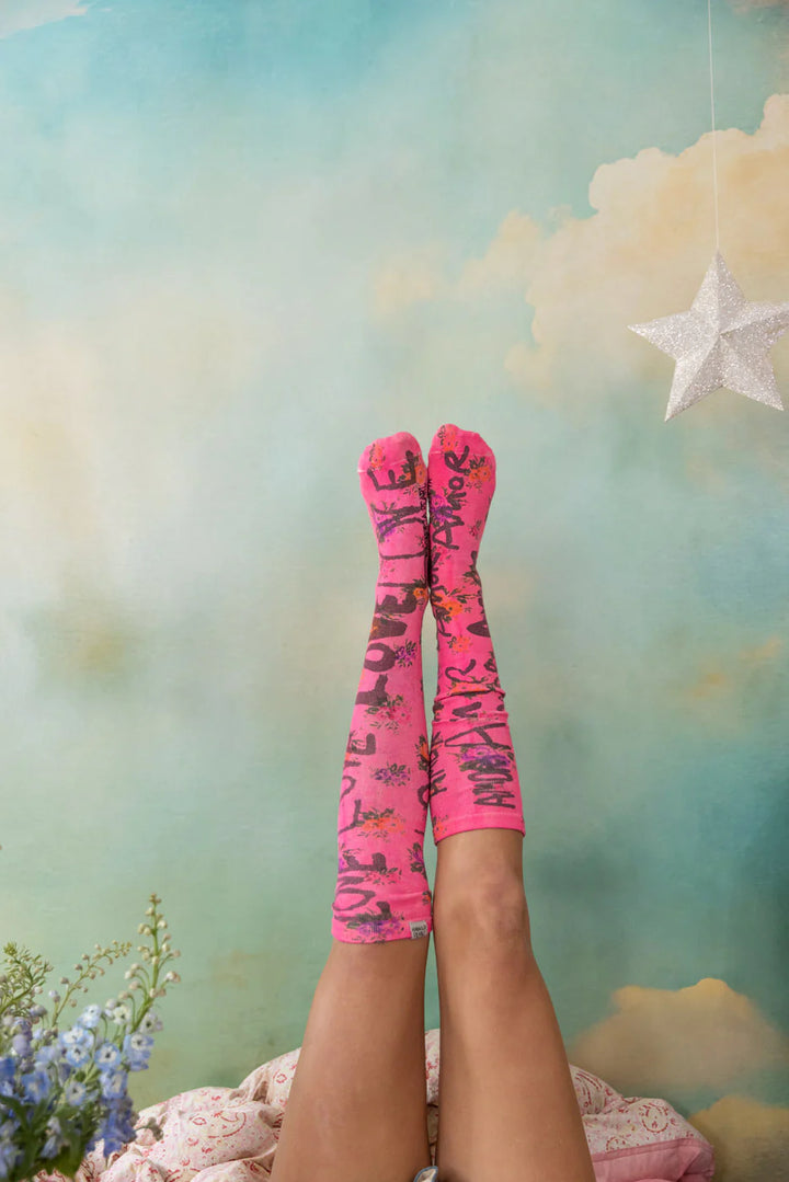 Magnolia Pearl Floral Love Amor OTK Socks-Katze Boutique