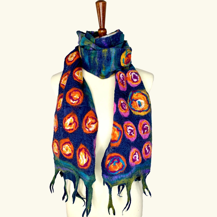 Monet Inspired Felted Wool Scarf-Katze Boutique