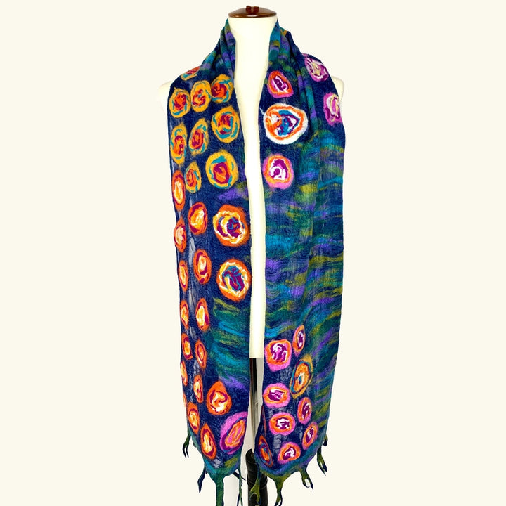 Monet Inspired Felted Wool Scarf-Katze Boutique