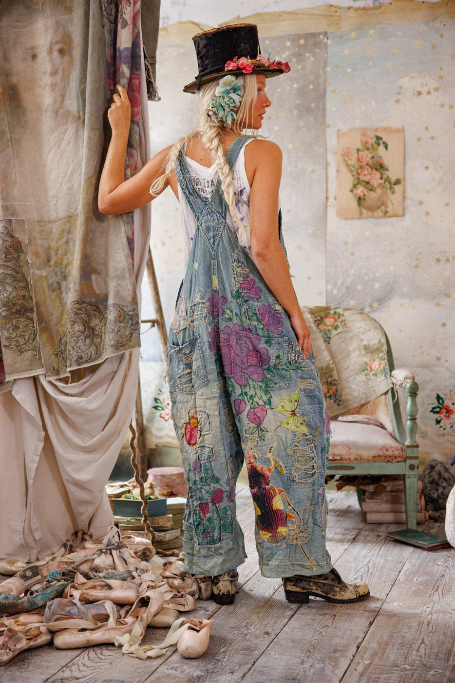 Magnolia Pearl Night Garden Benjamin Wide Leg Overalls-Katze Boutique