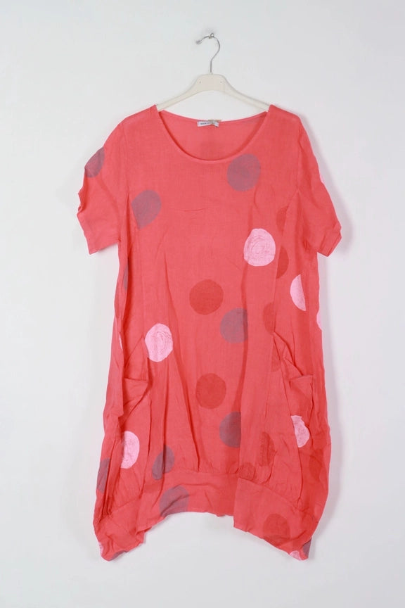 Made In Italy Polka Dot Linen Dress-Katze Boutique