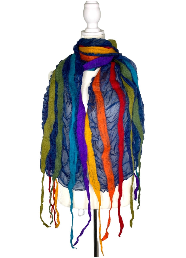 Rainbow Felted Wool Scarf