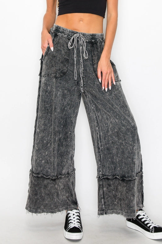 Wide Pants With Raw Hem-Katze Boutique