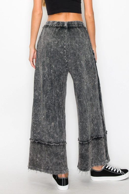 Wide Pants With Raw Hem-Katze Boutique