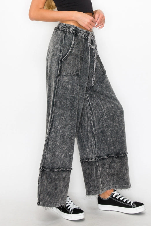 Wide Pants With Raw Hem-Katze Boutique