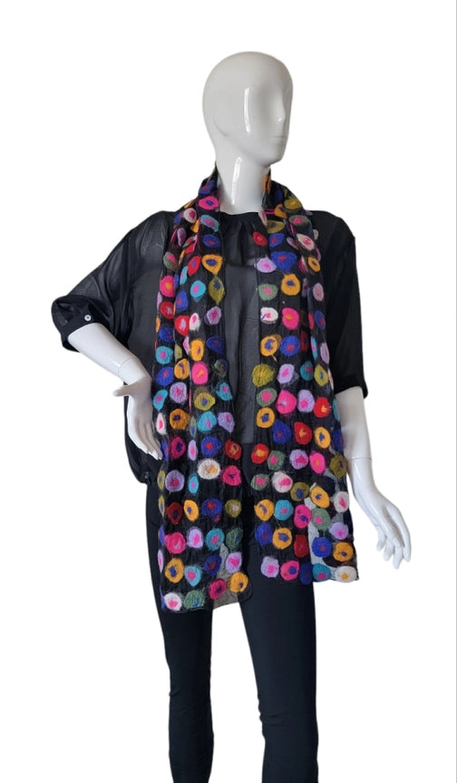 Wool & Silk Scarf Multicolor Dots-Katze Boutique