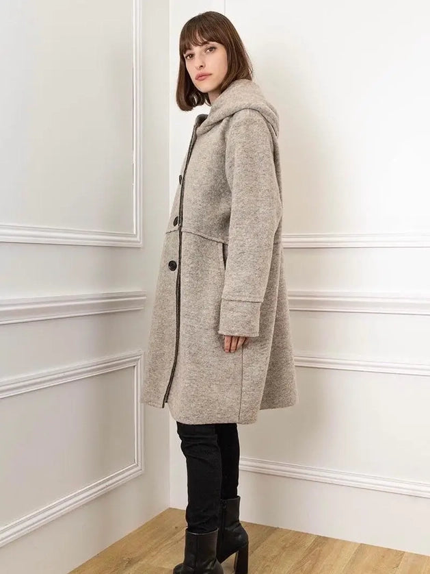 Long Sleeves Wool Coat-Katze Boutique