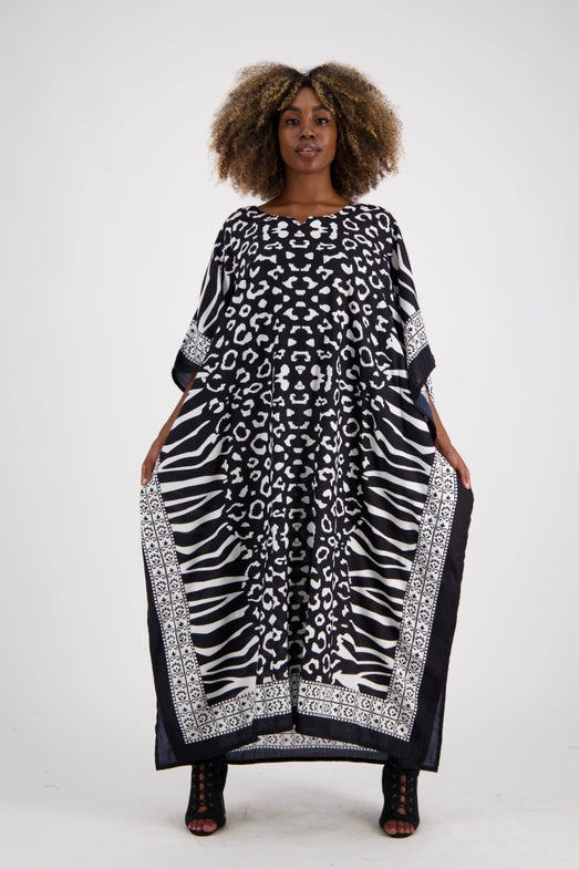 Zebra Print Rayon Kaftan-Katze Boutique