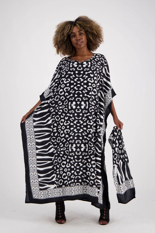 Zebra Print Rayon Kaftan-Katze Boutique