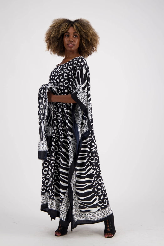 Zebra Print Rayon Kaftan-Katze Boutique