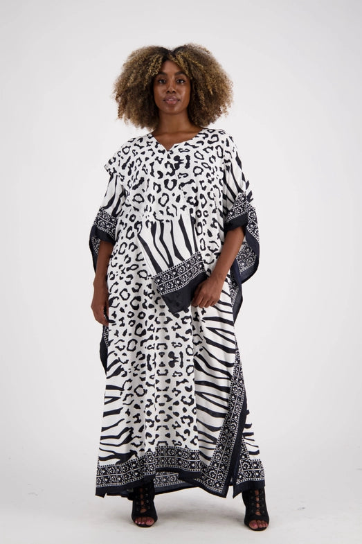 Zebra Print Rayon Kaftan-Katze Boutique