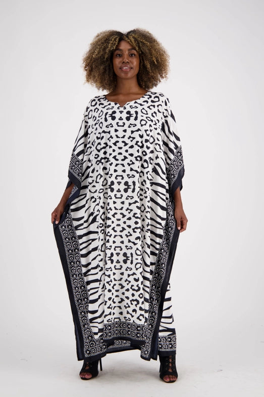 Zebra Print Rayon Kaftan-Katze Boutique