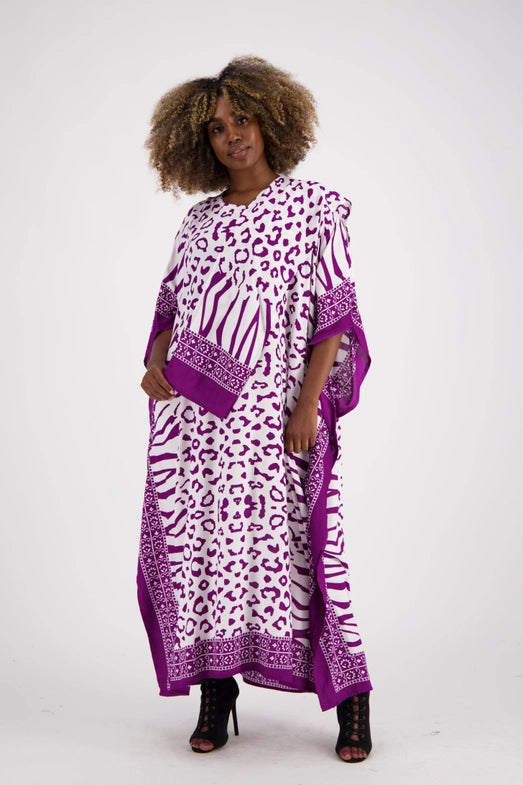 Zebra Print Rayon Kaftan-Katze Boutique