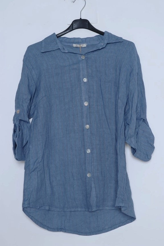 Made In Italy Linen Striped Shirt