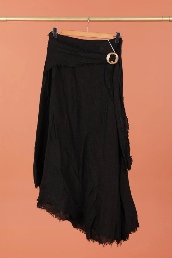 Asymmetrical Long Linen Skirt-Katze Boutique